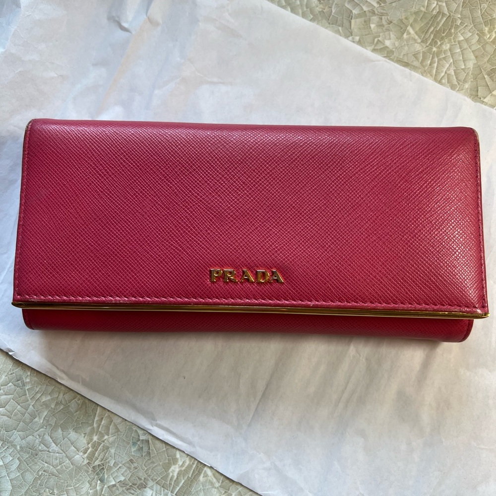 Prada Pink Long Saffiano Wallet